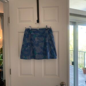 Blue Patterned A-Line Skirt
